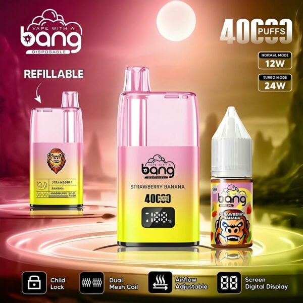 Bang 40,000 Puffs Oil Vape: 650mAh Battery, 10mL Refillable Tank, Adjustable Airflow & Child Lock for Ultimate Control