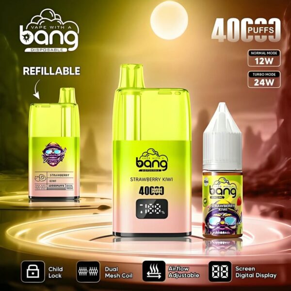 Bang 40,000 Puffs Oil Vape: 650mAh Battery, 10mL Refillable Tank, Adjustable Airflow & Child Lock for Ultimate Control