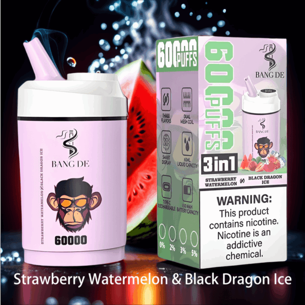 Bang DE 60K Puffs Vape Pen – Original 3-in-1 Disposable with LCD and Rechargeable Battery