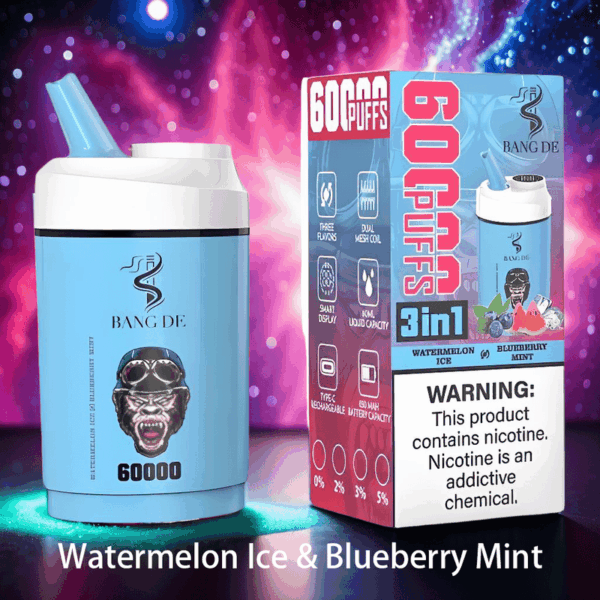 Bang DE 60K Puffs Vape Pen – Original 3-in-1 Disposable with LCD and Rechargeable Battery