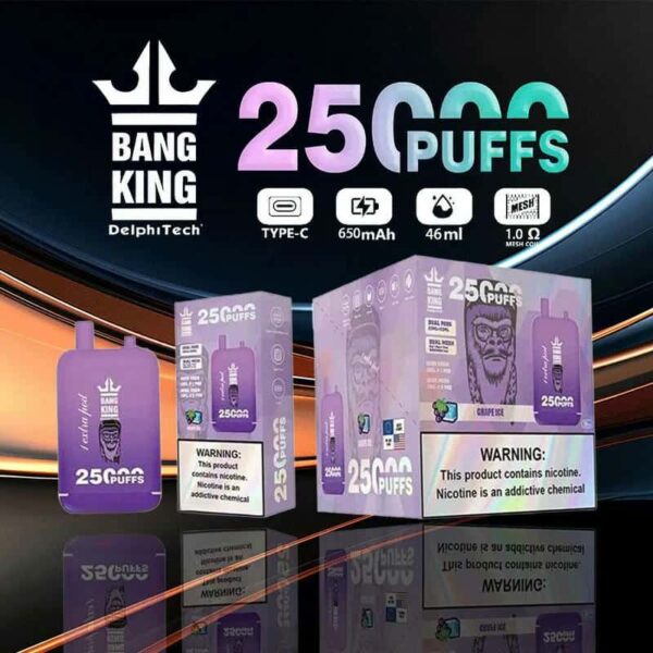 Bang King 25000 Puffs Dual Cartridge Vape – 0/2/3/5% Nicotine Disposable Device