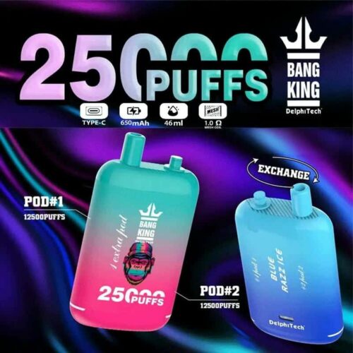 Bang King 25000 Puffs Dual Cartridge Vape – 0/2/3/5% Nicotine Disposable Device