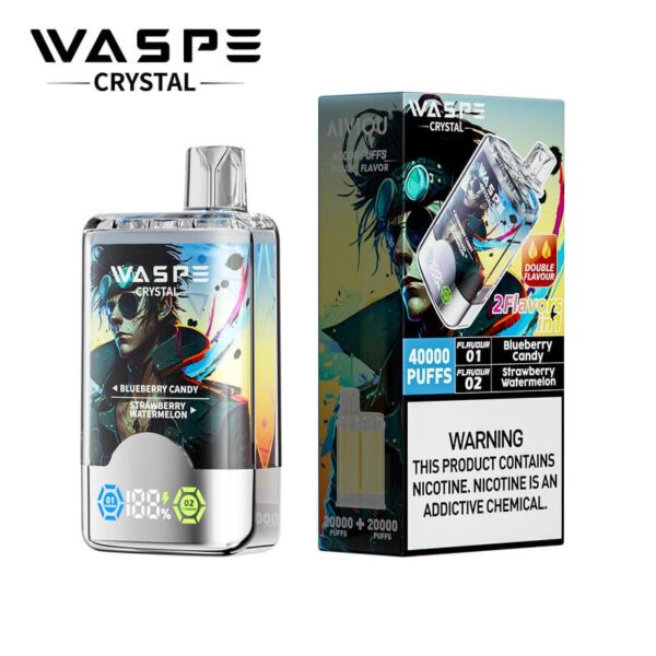 WASPE Crystal 40000 Puffs – Dual Flavor Switch Vape with LCD Display & Rechargeable Design