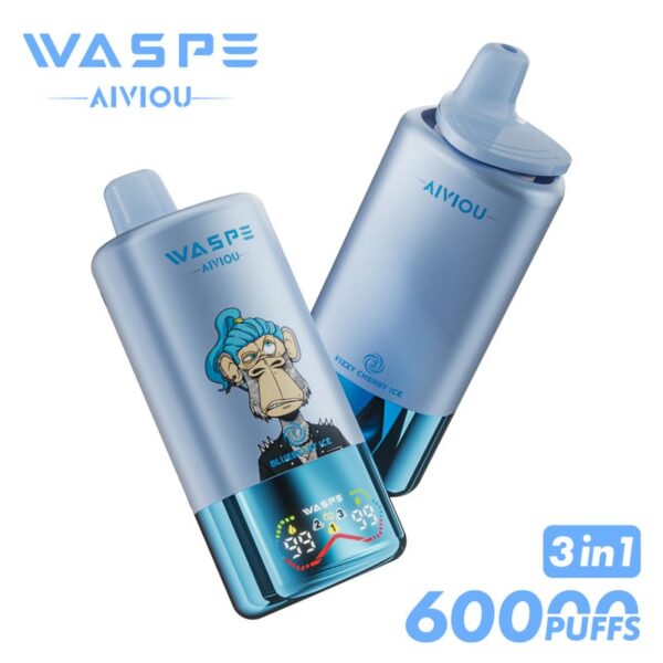 WASPE Mega Vape 60000 Puffs – LED Display, Tri-Flavor, Rechargeable Convenience