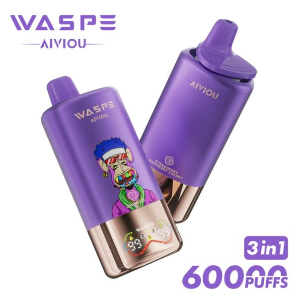 WASPE Mega Vape 60000 Puffs – LED Display, Tri-Flavor, Rechargeable Convenience