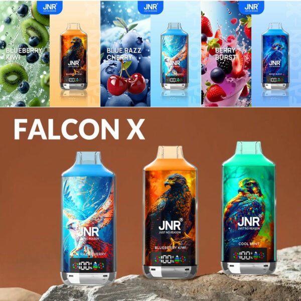 JNR FALCON X 18000 Puffs Disposable Vape – LED Display, Original 18K Model, Dual Mesh Coil