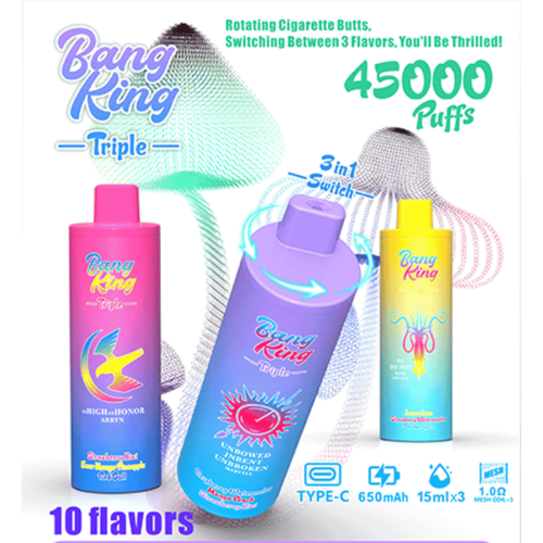 Bang King Triple 45000 – 3-in-1 Flavor Rechargeable Vape | 45K Puffs Disposable