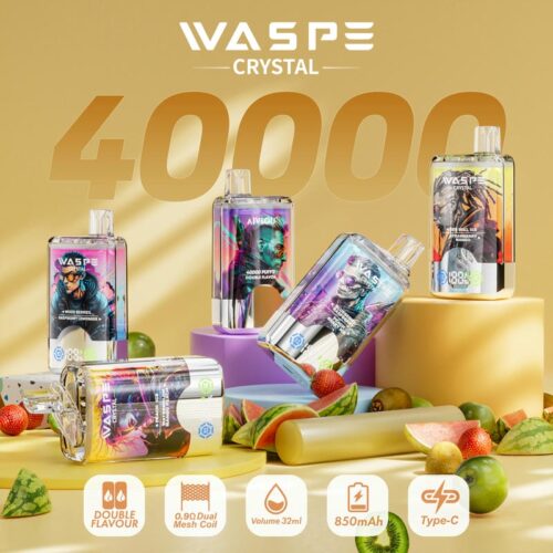 WASPE Crystal 40000 Puffs – Dual Flavor Switch Vape with LCD Display & Rechargeable Design