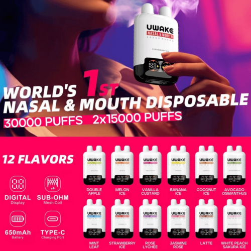 Mr.Goodie Uwake 30000 Puffs Disposable Vape – Dual Inhalation (Nasal & Mouth) with LED Display