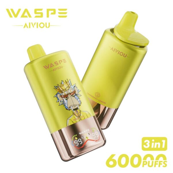 WASPE Mega Vape 60000 Puffs – LED Display, Tri-Flavor, Rechargeable Convenience