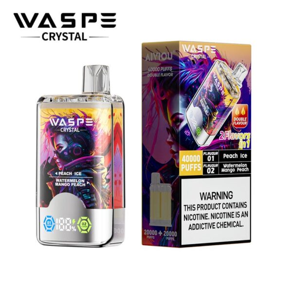 WASPE Crystal 40000 Puffs – Dual Flavor Switch Vape with LCD Display & Rechargeable Design