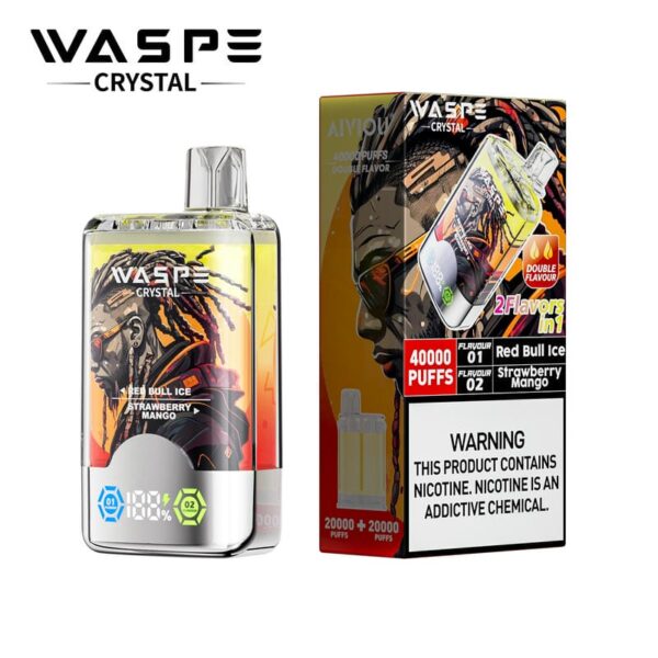 WASPE Crystal 40000 Puffs – Dual Flavor Switch Vape with LCD Display & Rechargeable Design