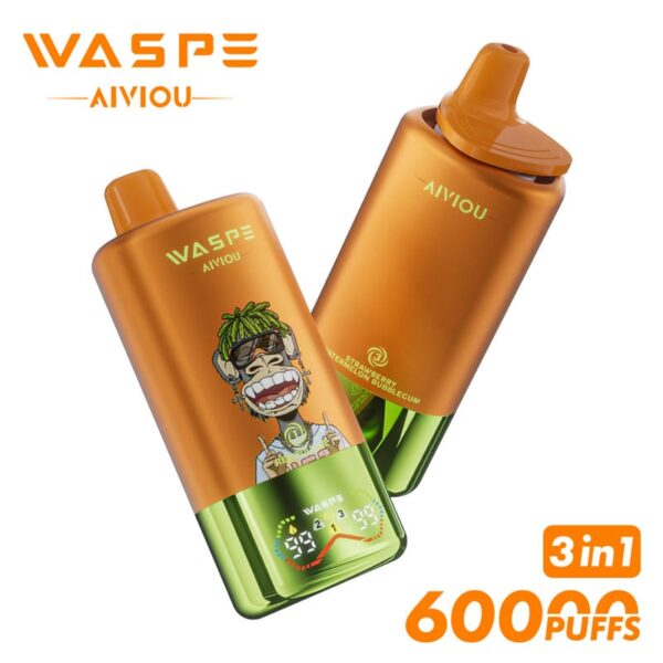 WASPE Mega Vape 60000 Puffs – LED Display, Tri-Flavor, Rechargeable Convenience