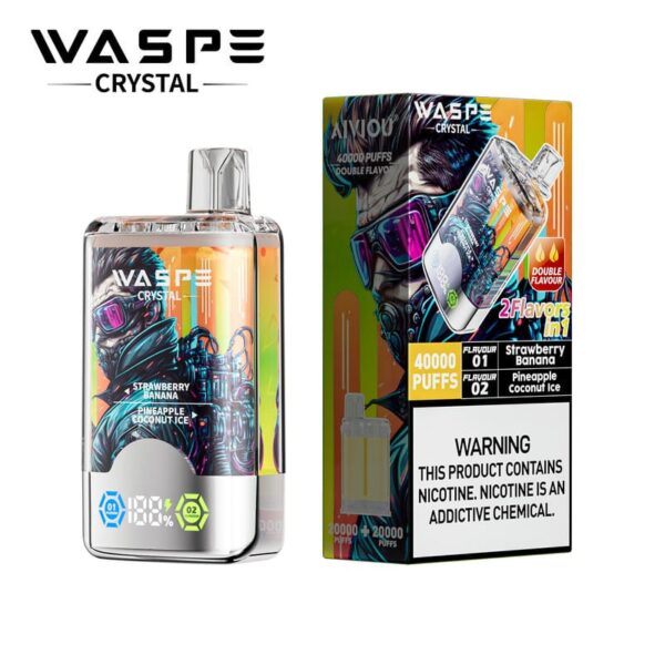 WASPE Crystal 40000 Puffs – Dual Flavor Switch Vape with LCD Display & Rechargeable Design