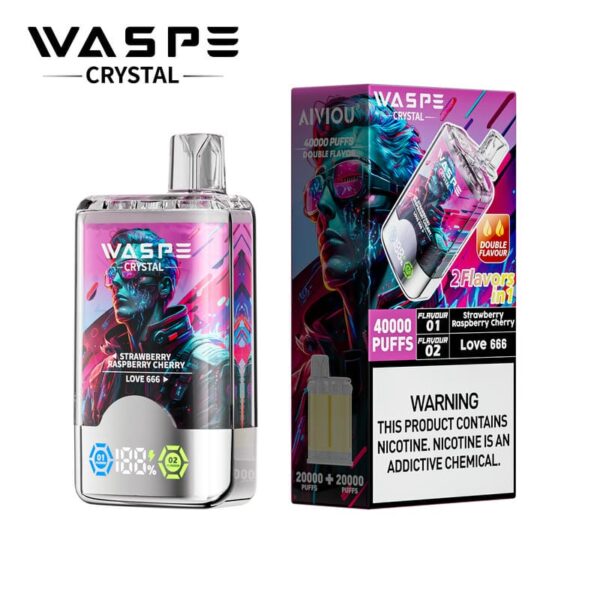 WASPE Crystal 40000 Puffs – Dual Flavor Switch Vape with LCD Display & Rechargeable Design