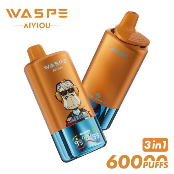 WASPE Mega Vape 60000 Puffs – LED Display, Tri-Flavor, Rechargeable Convenience