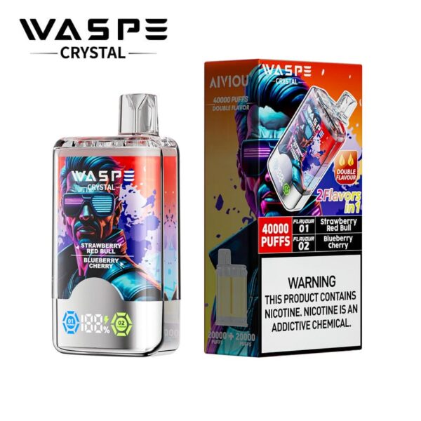 WASPE Crystal 40000 Puffs – Dual Flavor Switch Vape with LCD Display & Rechargeable Design