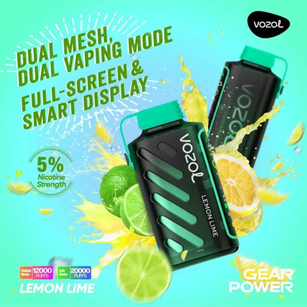 Vozol Gear Power 20K Disposable Vape – 20,000 Puffs, 20mL, Dual Mode, Smart Display, Type-C Rechargeable