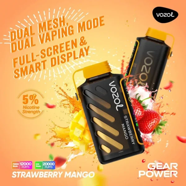 Vozol Gear Power 20K Disposable Vape – 20,000 Puffs, 20mL, Dual Mode, Smart Display, Type-C Rechargeable