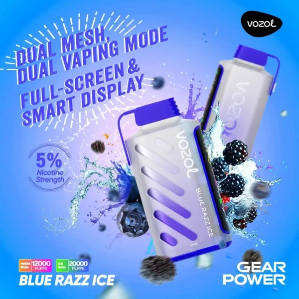 Vozol Gear Power 20K Disposable Vape – 20,000 Puffs, 20mL, Dual Mode, Smart Display, Type-C Rechargeable