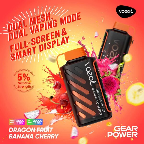 Vozol Gear Power 20K Disposable Vape – 20,000 Puffs, 20mL, Dual Mode, Smart Display, Type-C Rechargeable