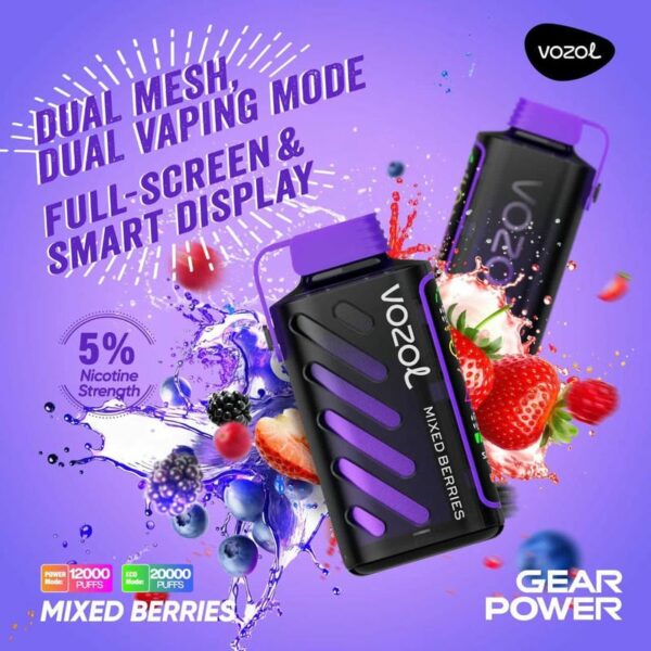 Vozol Gear Power 20K Disposable Vape – 20,000 Puffs, 20mL, Dual Mode, Smart Display, Type-C Rechargeable