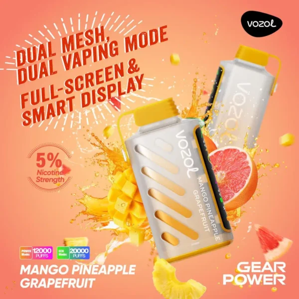 Vozol Gear Power 20K Disposable Vape – 20,000 Puffs, 20mL, Dual Mode, Smart Display, Type-C Rechargeable