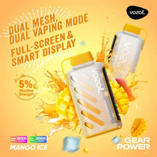 Vozol Gear Power 20K Disposable Vape – 20,000 Puffs, 20mL, Dual Mode, Smart Display, Type-C Rechargeable