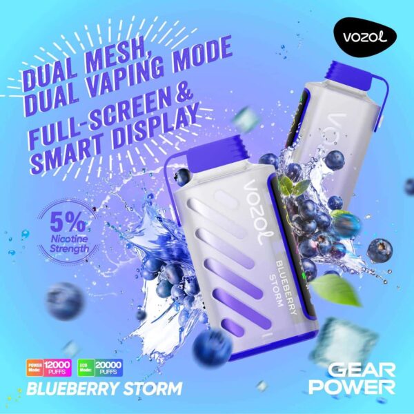 Vozol Gear Power 20K Disposable Vape – 20,000 Puffs, 20mL, Dual Mode, Smart Display, Type-C Rechargeable