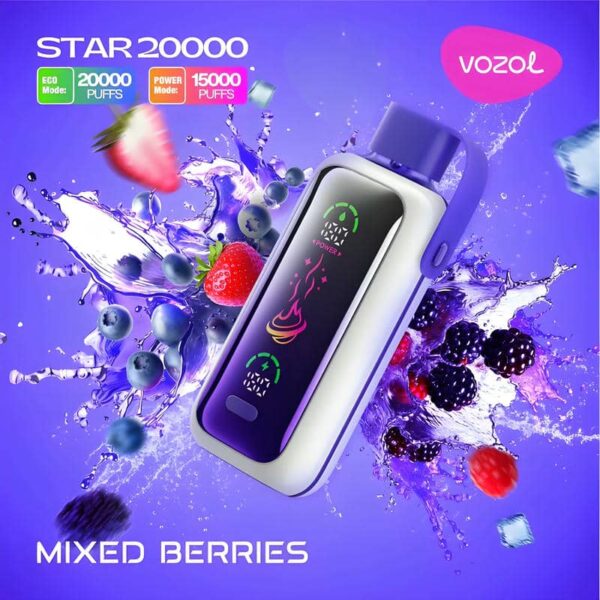 Vozol Star 20K – 20,000 Puffs Disposable Vape | Dual Mesh Coil | Eco & Power Modes | Mirror Display | Type-C Rechargeable