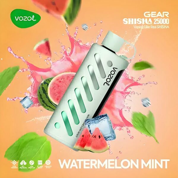 Vozol Gear Shisha 25K – 25,000 Puff Disposable Vape with 1000mAh Battery, 25mL E-liquid & Dual Mesh Coil