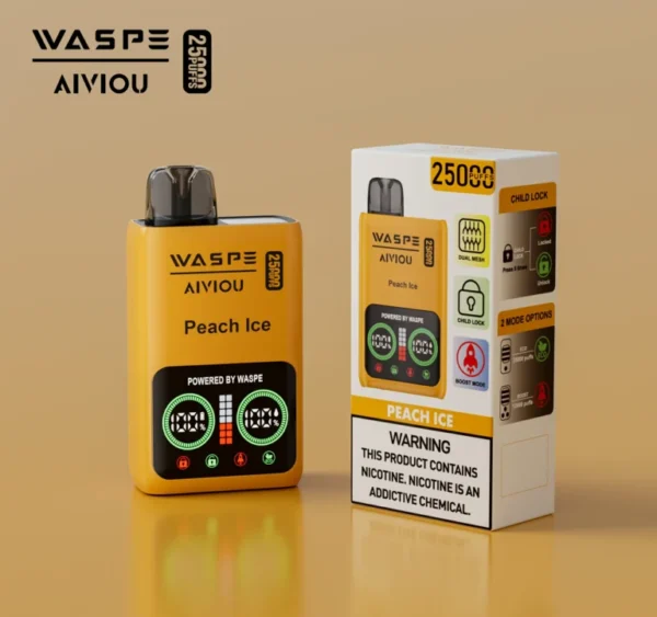 WASPE 25000 Puffs Disposable Vape – Dual Mesh Coil, LCD Display, Type-C Rechargeable