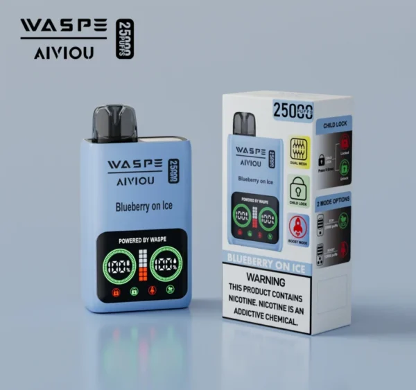 WASPE 25000 Puffs Disposable Vape – Dual Mesh Coil, LCD Display, Type-C Rechargeable