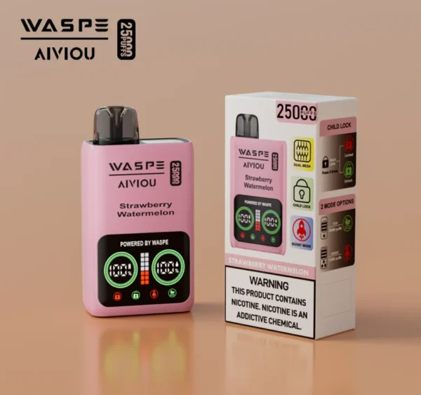 WASPE 25000 Puffs Disposable Vape – Dual Mesh Coil, LCD Display, Type-C Rechargeable