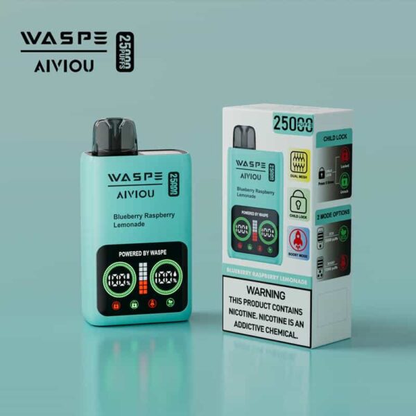 WASPE 25000 Puffs Disposable Vape – Dual Mesh Coil, LCD Display, Type-C Rechargeable