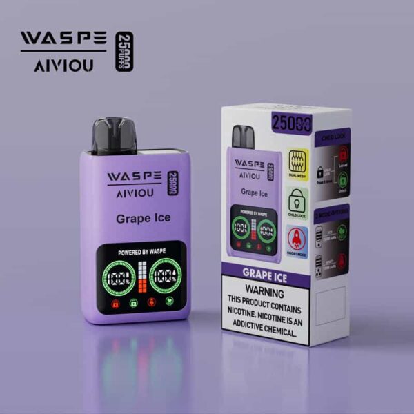 WASPE 25000 Puffs Disposable Vape – Dual Mesh Coil, LCD Display, Type-C Rechargeable
