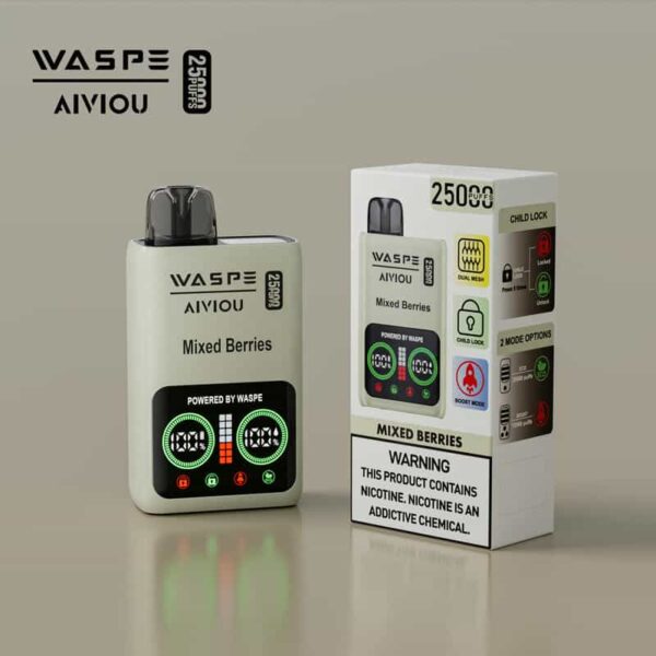 WASPE 25000 Puffs Disposable Vape – Dual Mesh Coil, LCD Display, Type-C Rechargeable