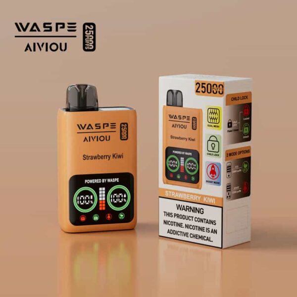 WASPE 25000 Puffs Disposable Vape – Dual Mesh Coil, LCD Display, Type-C Rechargeable