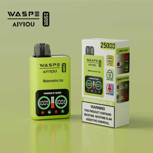 WASPE 25000 Puffs Disposable Vape – Dual Mesh Coil, LCD Display, Type-C Rechargeable