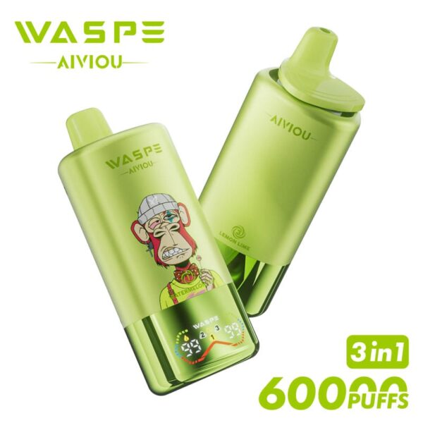 WASPE Mega Vape 60000 Puffs – LED Display, Tri-Flavor, Rechargeable Convenience
