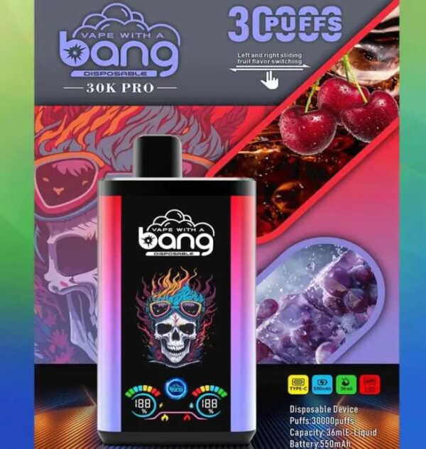 Bang 30K PRO Disposable Vape – 30,000 Puffs, Dual Flavors, LED Display, Long-Lasting Power