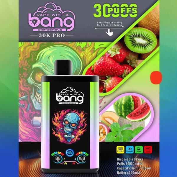 Bang 30K PRO Disposable Vape – 30,000 Puffs, Dual Flavors, LED Display, Long-Lasting Power