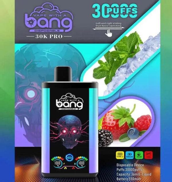Bang 30K PRO Disposable Vape – 30,000 Puffs, Dual Flavors, LED Display, Long-Lasting Power