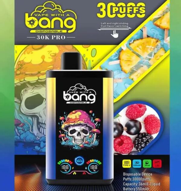Bang 30K PRO Disposable Vape – 30,000 Puffs, Dual Flavors, LED Display, Long-Lasting Power