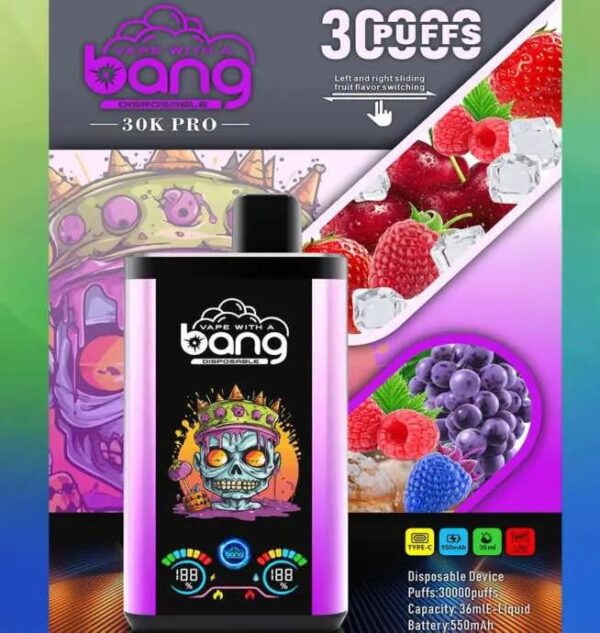 Bang 30K PRO Disposable Vape – 30,000 Puffs, Dual Flavors, LED Display, Long-Lasting Power