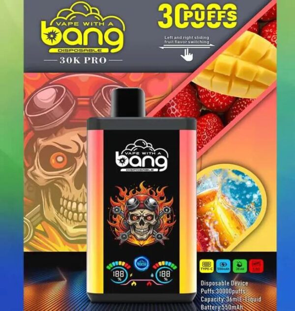 Bang 30K PRO Disposable Vape – 30,000 Puffs, Dual Flavors, LED Display, Long-Lasting Power