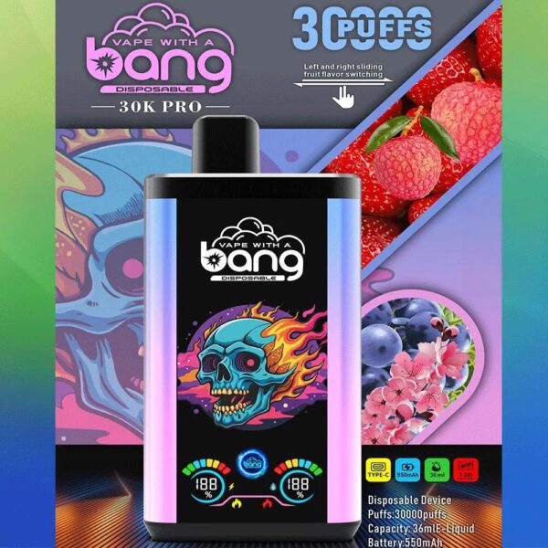 Bang 30K PRO Disposable Vape – 30,000 Puffs, Dual Flavors, LED Display, Long-Lasting Power