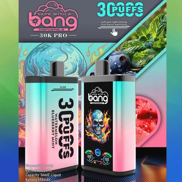 Bang 30K PRO Disposable Vape – 30,000 Puffs, Dual Flavors, LED Display, Long-Lasting Power