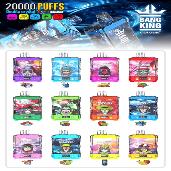 Bang King Coloor 20000 Puffs Vape | Double Crystal Disposable | Bulk Wholesale
