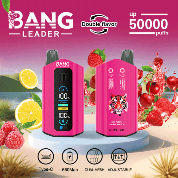 Bang Leader 50K Disposable Vape – Double Flavor, 2%/3%/5% Nicotine, LCD Screen
